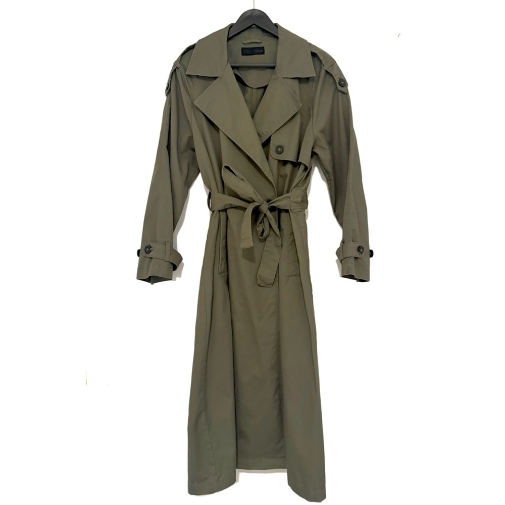 ZARA Olive Green Belted Trench Coat - Picture 2 of 8